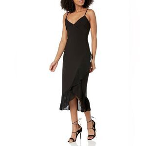Likely Hollina Black Ruffled Crossover Hem Sleeveless Cocktail Dress Size 0 NWT